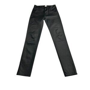 Black Straight-Leg Coated Pants S